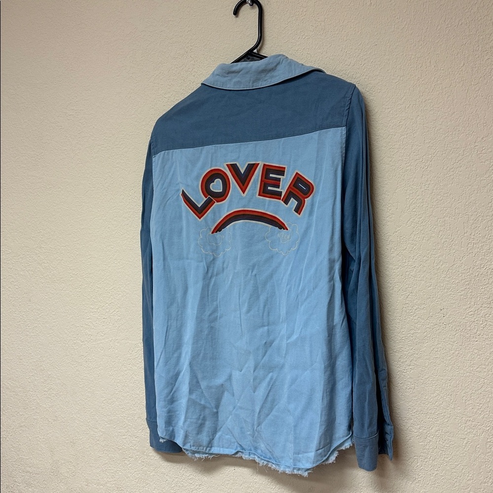 Lauren Moshi womans NwOT Blue 'Lover'” button down tunic Shirt size S - Picture 2 of 6